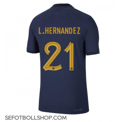 Billiga Frankrike Lucas Hernandez #21 Hemma fotbollskläder VM 2022 Kortärmad